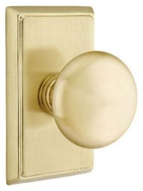 Emtek 8521PUS4 Providence One Sided Dummy Door Knob Rectangular Satin Brass