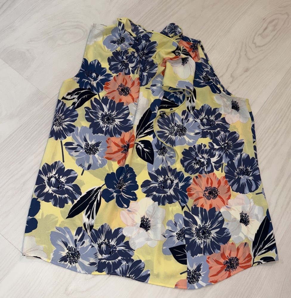 Ann Taylor Factory Women's Size Large Floral Sleeveless Blouse Top
