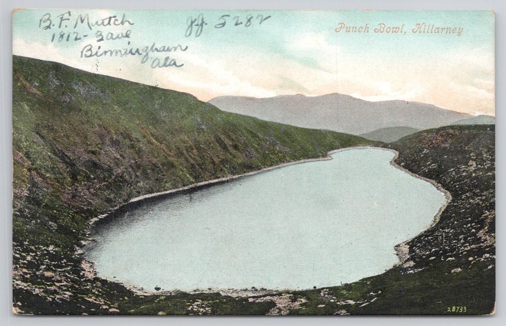 Punch Bowl Killarney Ireland 1909 Postcard Valentine Dublin Scenic Lake View