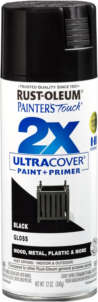 Gloss Black 12 Oz Painter's Touch 2X Ultra Cover Spray Paint