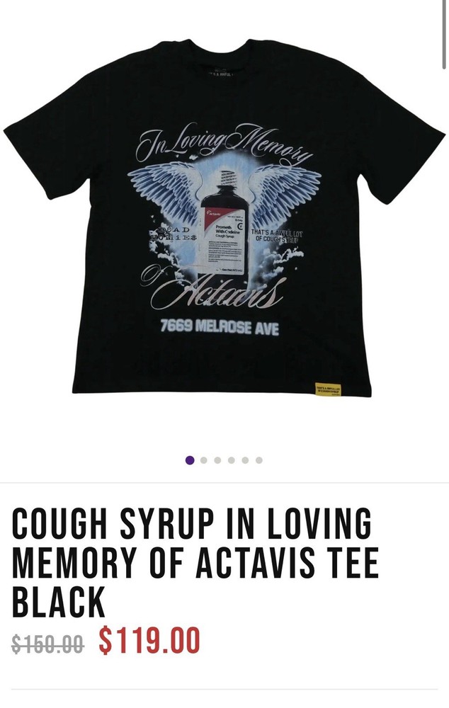 That's a Awful Lot of Cough Syrup Black T-Shirt Size Small