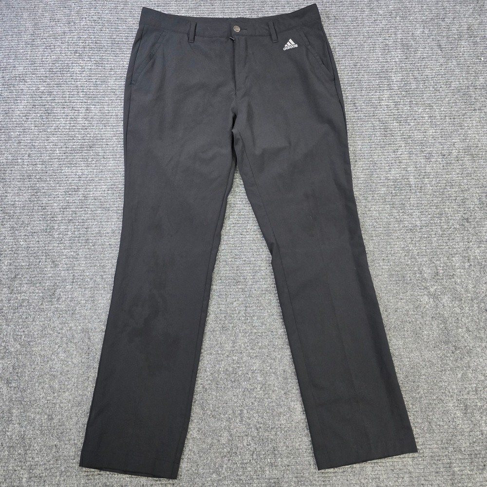Adidas Golf Pants Mens 34x32 Black Flat Front Performance Stretch