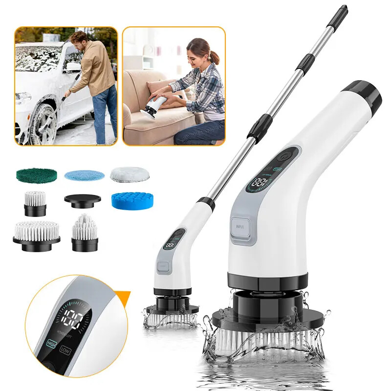 Electric Cleaning Brush Cordless Shower Scrubber Spin Cleaner with 7PCS Heads