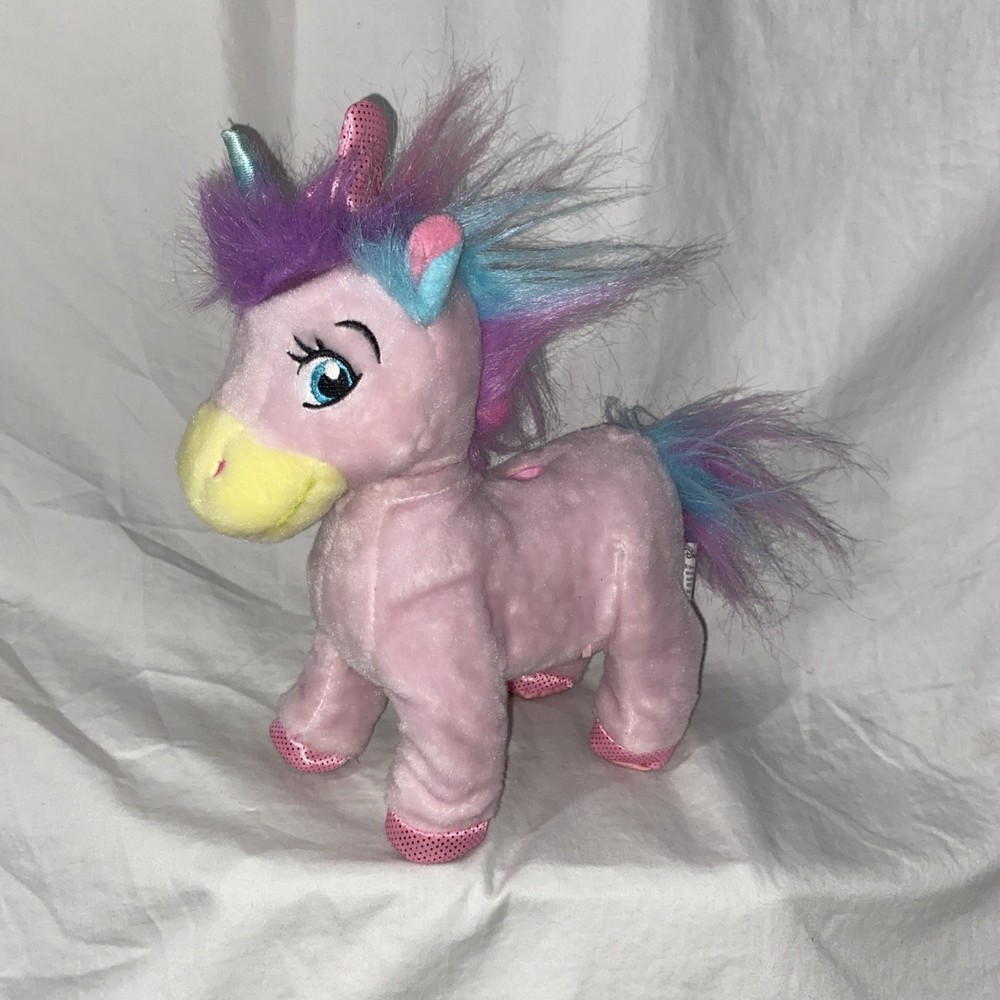 Disney Penelope Unicorn Pink Plush Stuffed Walking Toy Rainbow Minnie Bow