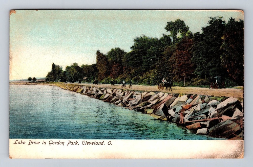 Cleveland OH-Ohio, Lake Drive In Gordon Park, Antique, Vintage Souvenir Postcard