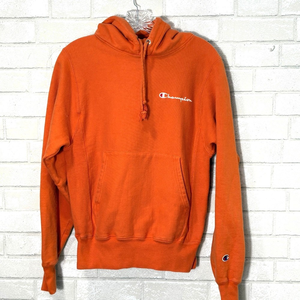 Champion Reverse Weave Hoodie XS Orange Womens Streetwear Y2K Indie Skater Logo