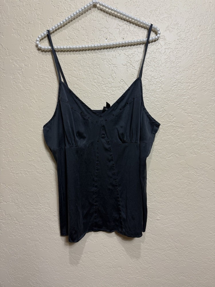 Vintage Y2K Silk Babydoll Cami XXL BLACK Grunge Coquette Dainty Feminine Mossimo