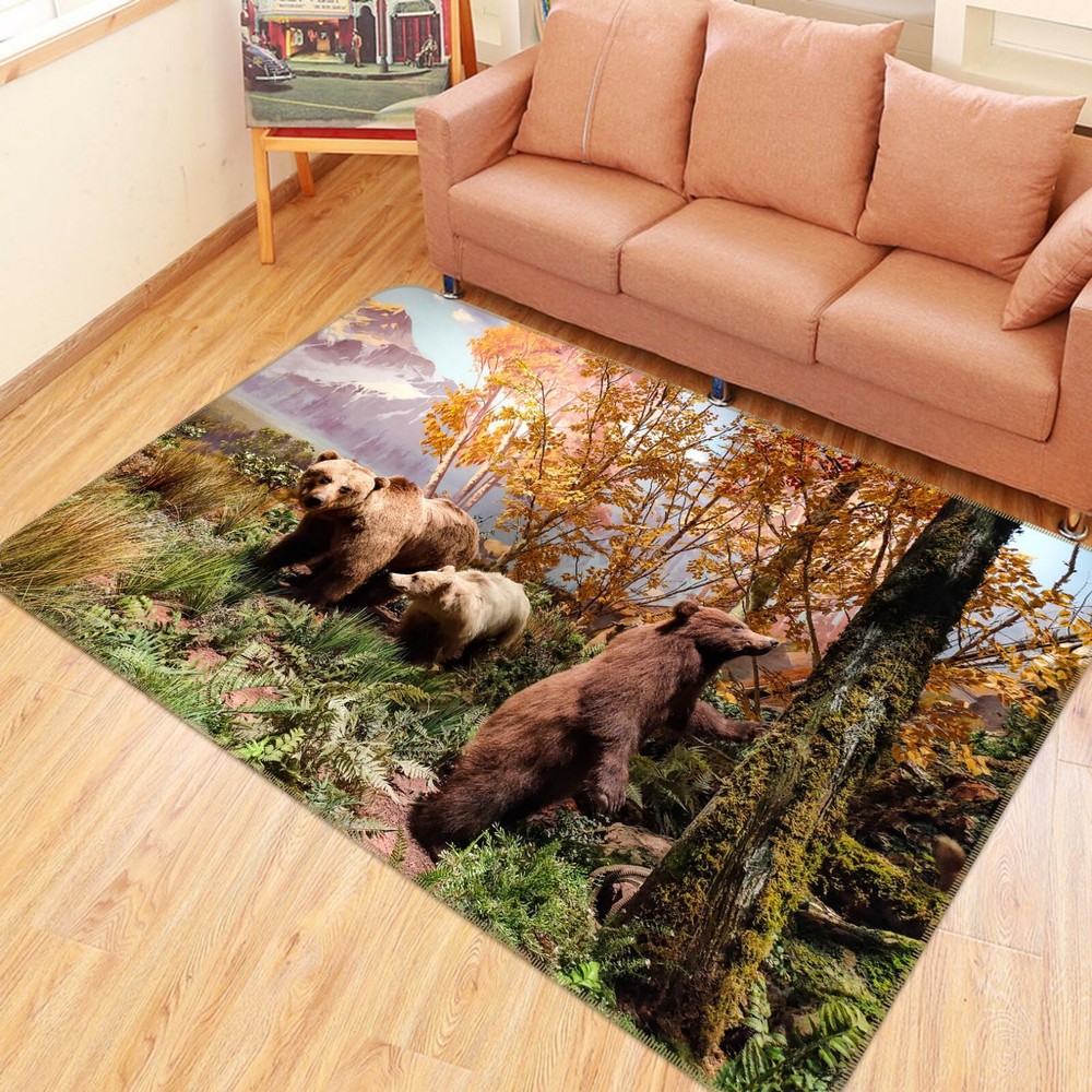 3D Forest Brown Bear O3178 Animal Non Slip Rug Mat Elegant Photo Carpet Fay