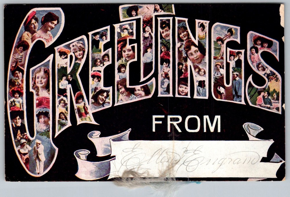 Antique Postcard Greetings Large Letter Collage Murphysboro, IL 1910s