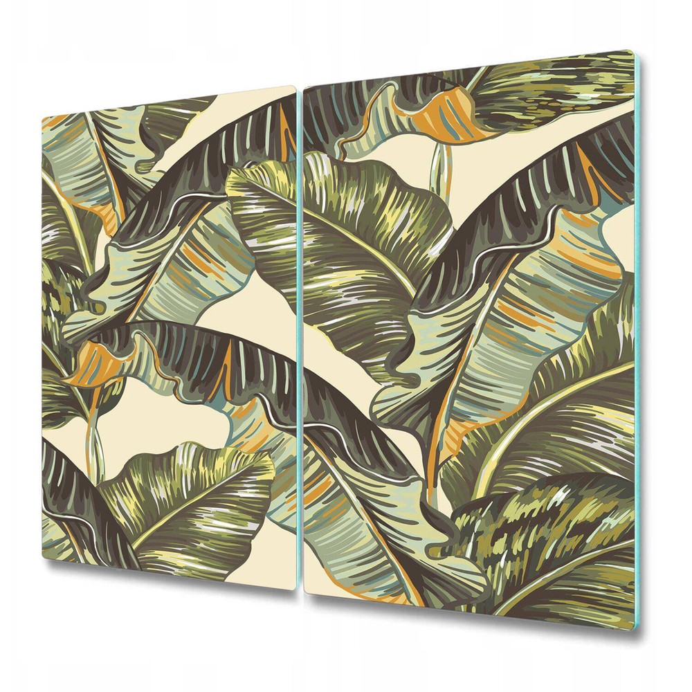 Glass Chopping Cutting Board Worktop Saver Tropical Palm Leaves Jungle 2x30x52