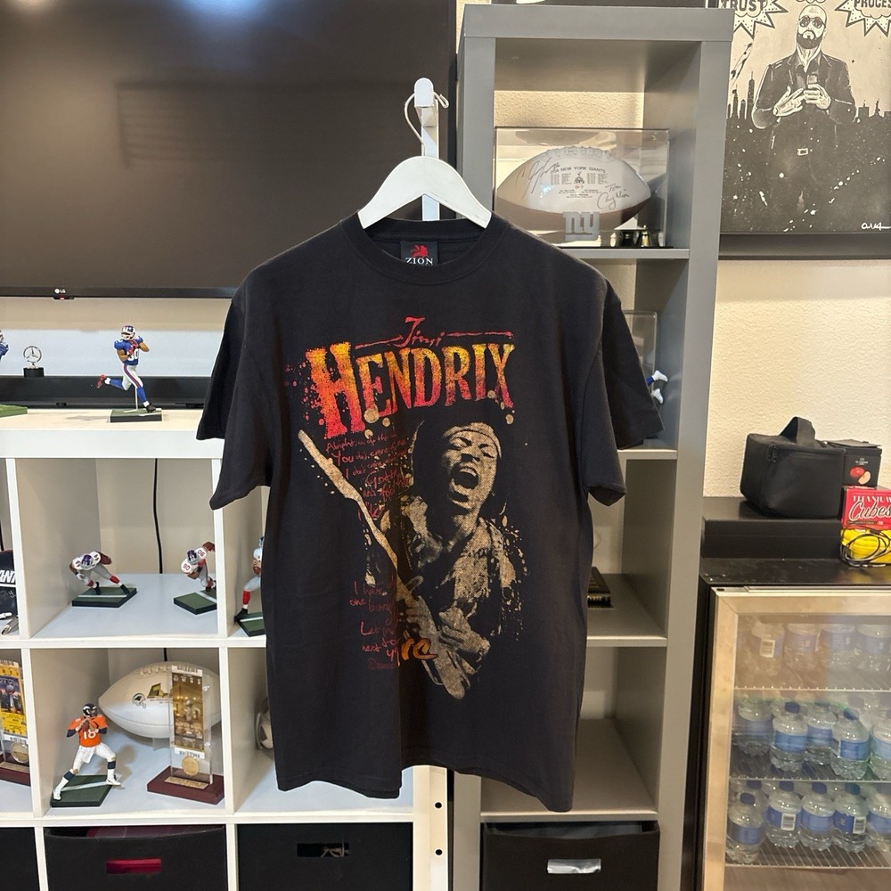 RARE Vintage Y2K 2000s Jimi Hendrix Guitar Singer Music Legend Zion Tag Tee L