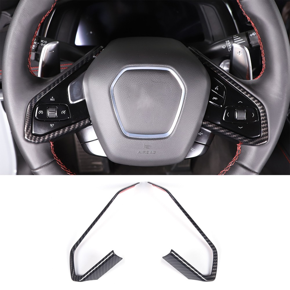 ABS Carbon Accessories Steering Wheel Button Frame Trim For Corvette C8 2020-24
