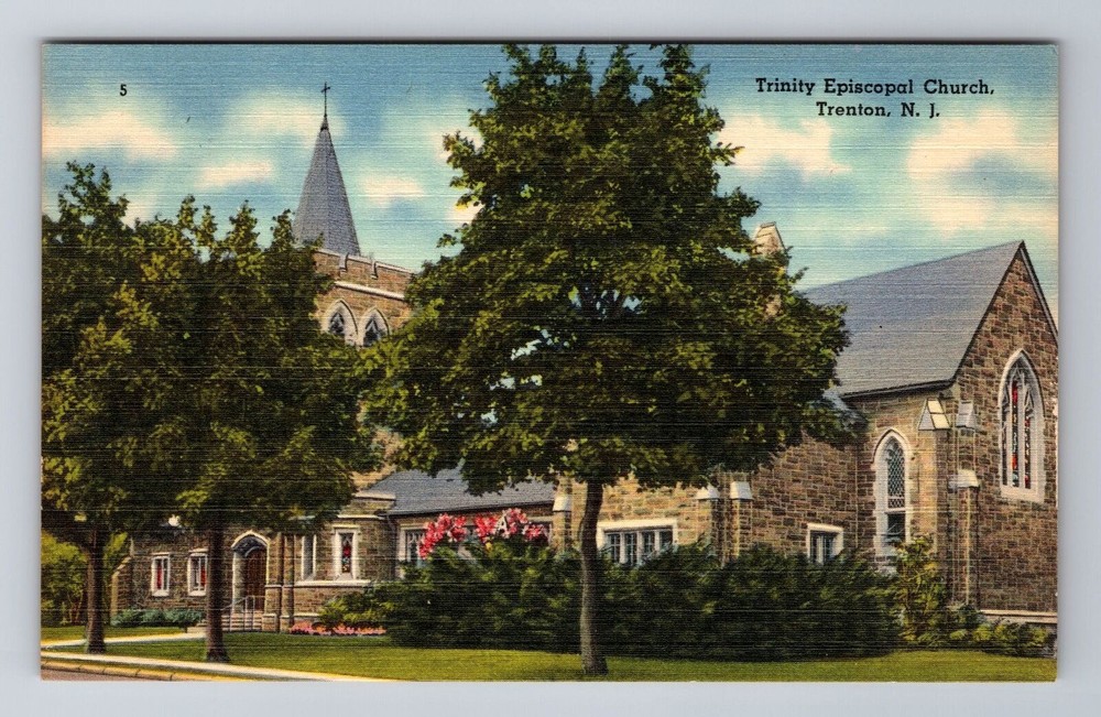 Trenton NJ-New Jersey, Trinity Episcopal Church, Antique Vintage Postcard
