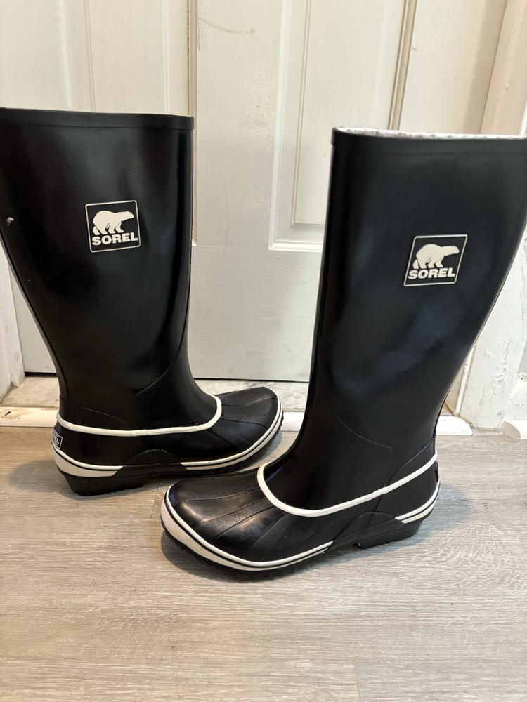 SOREL Sorellington NL1523-010 TALL Womens Size 8 Black Rain Boot Waterproof