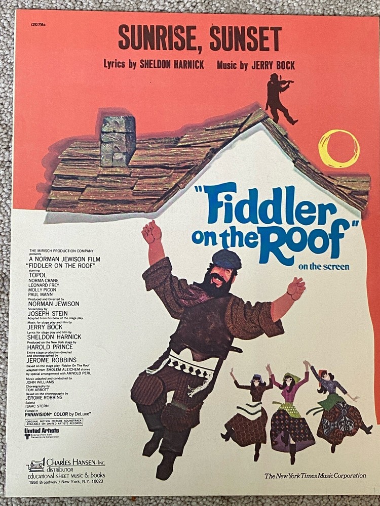 1964 SUNRISE, SUNSET Sheet Music FIDDLER ON THE ROOF by Jerry Bock, S. Harnick