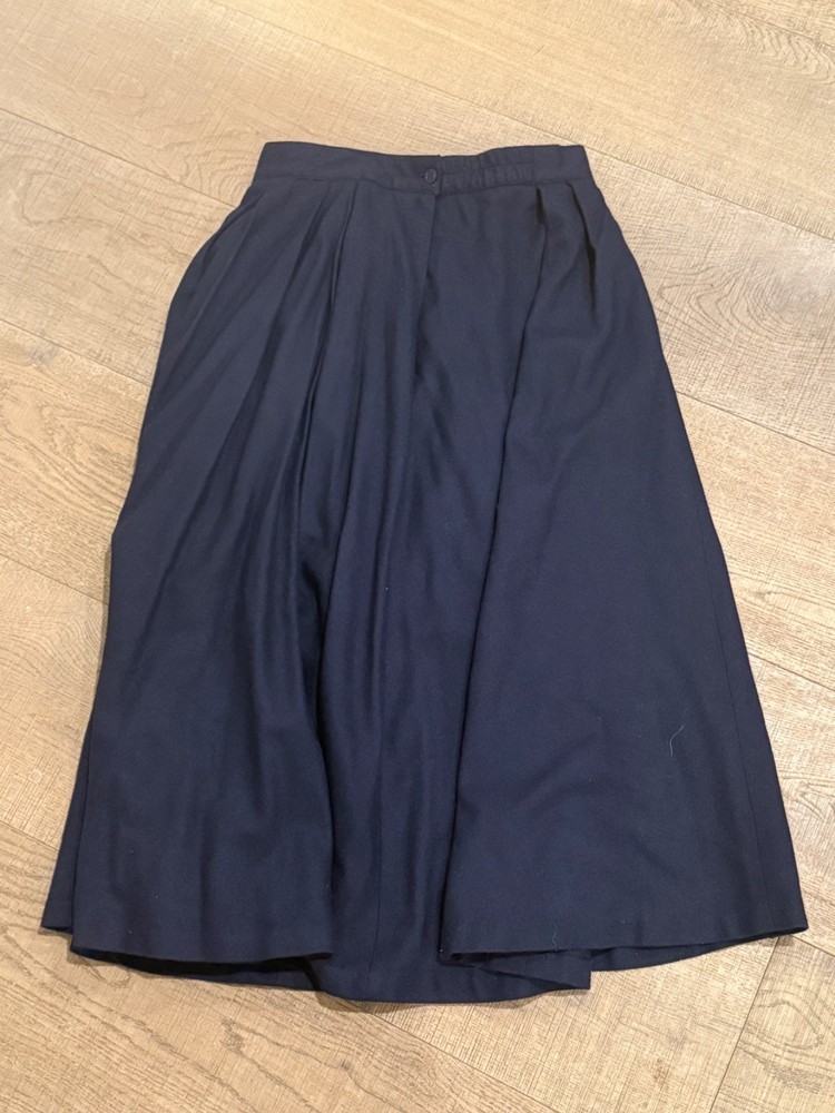 Vintage Leslie Fay Midi Skirt Size 12 Pleated Navy Blue