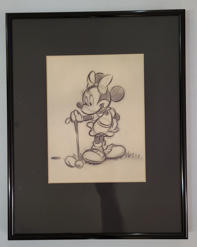 Walt Disney Parks Minnie’s Golfing Day Mouse Carbon Pencil Sketch  (print)