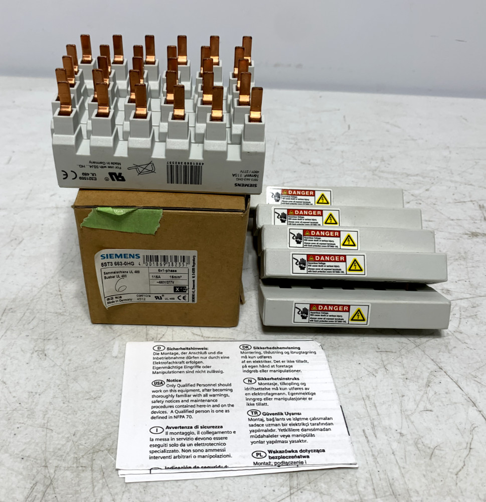 Siemens 5ST3-663-0HG Busbar 115 Amp 6x1-phase (lot of 10)