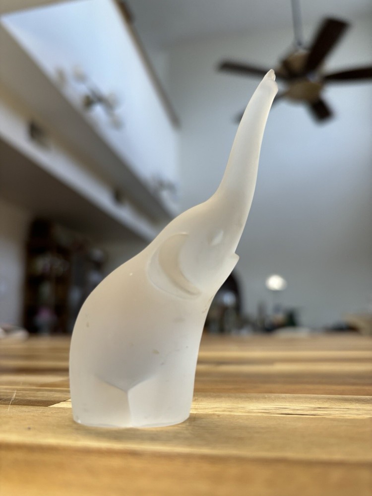 Frosted Crystal Elephant Figurine