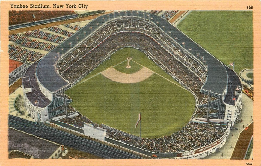 1951 New York City Yankee Stadium Aerial View Acacia occupation Postcard 26-4990