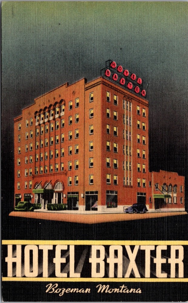 Bozeman Montana Hotel Baxter Home of Radio Station KRBM Studios Vintage Postcard