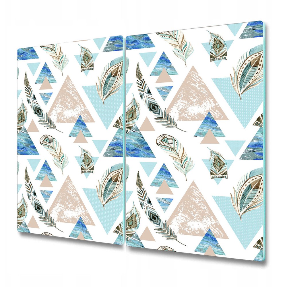 Glass Chopping Board Utensil Abstract Grunge Geometric Triangles Feathers