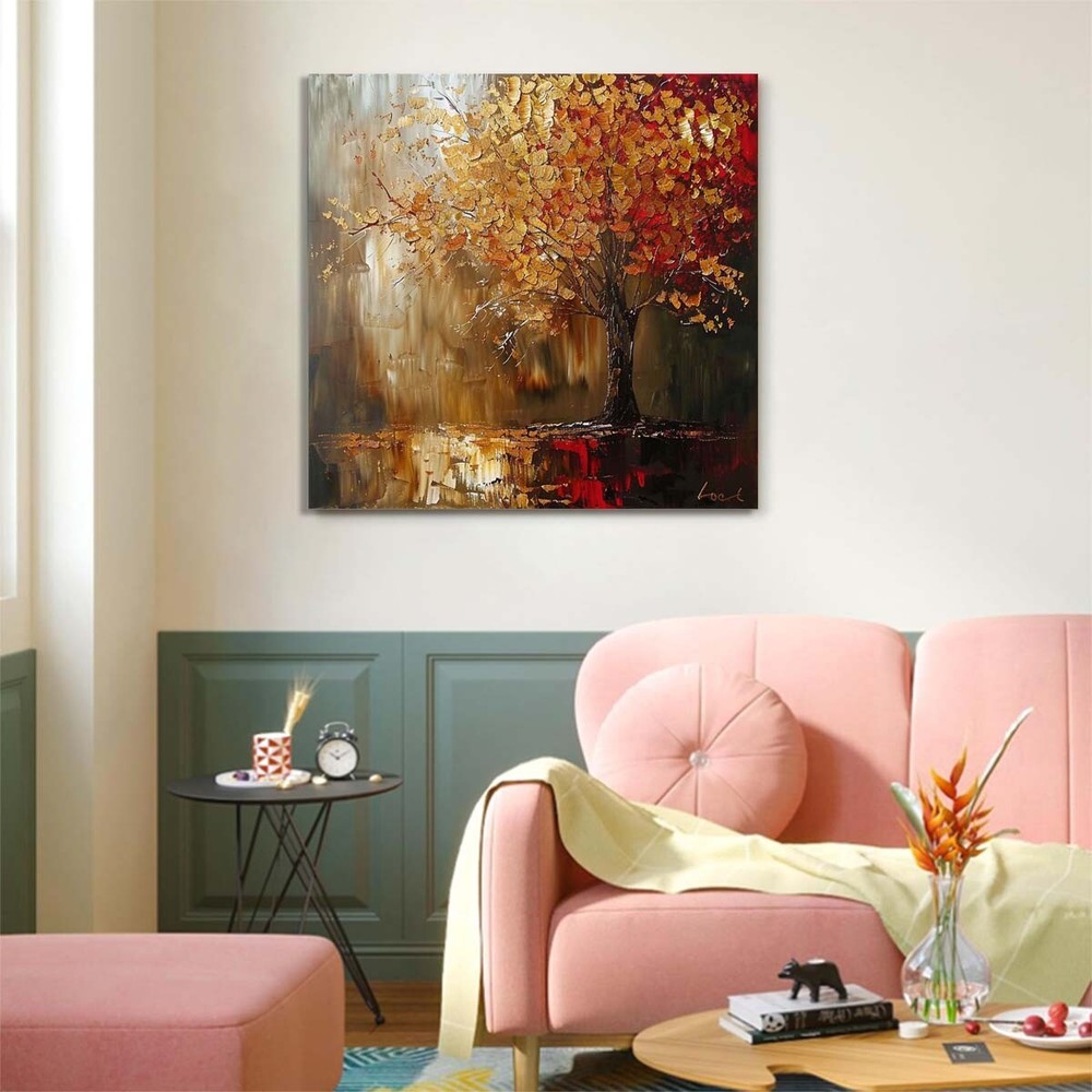Wall Art Abstract Textured Hand-Painted Oil Paintings on canvas Lucky Tree #003