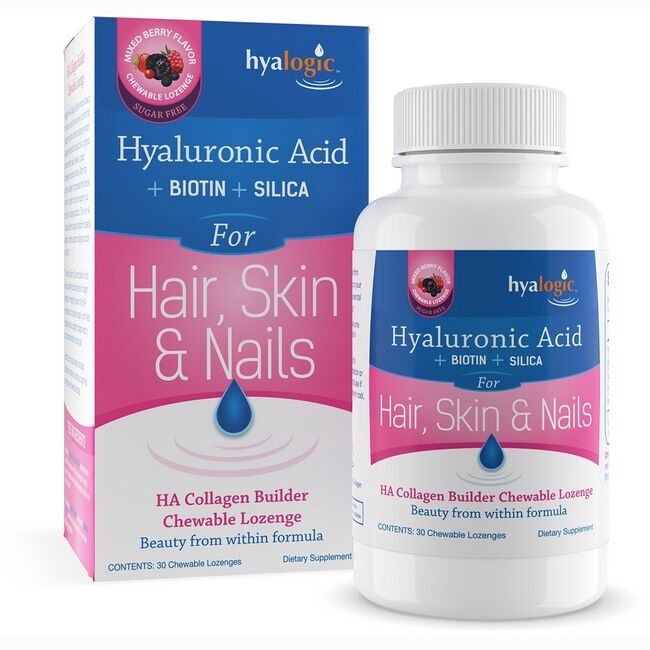 Hyalogic Hyaluronic Acid + Biotin + Silica For Hair, Skin & Nails - Berry 30 Loz-image