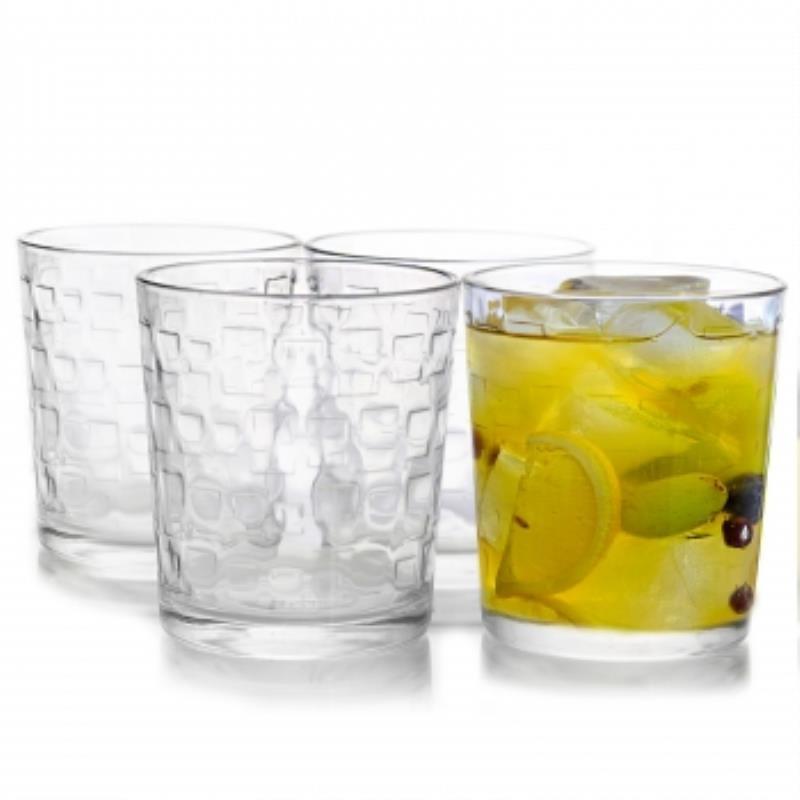 Gibson Home Great Foundations 4-Piece 13 Oz. Double Old Fashion Glass Set, Squa