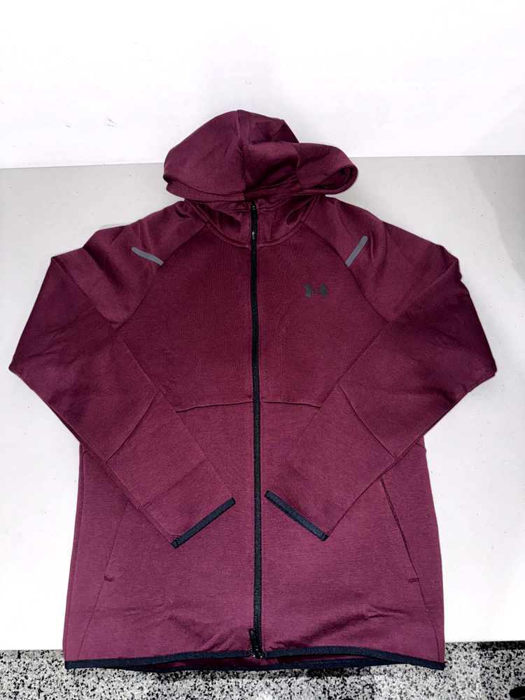 Under Armour Unstoppable Fleece Full Zip Hoodie Mens Maroon Red 1379806 Sz S-2XL