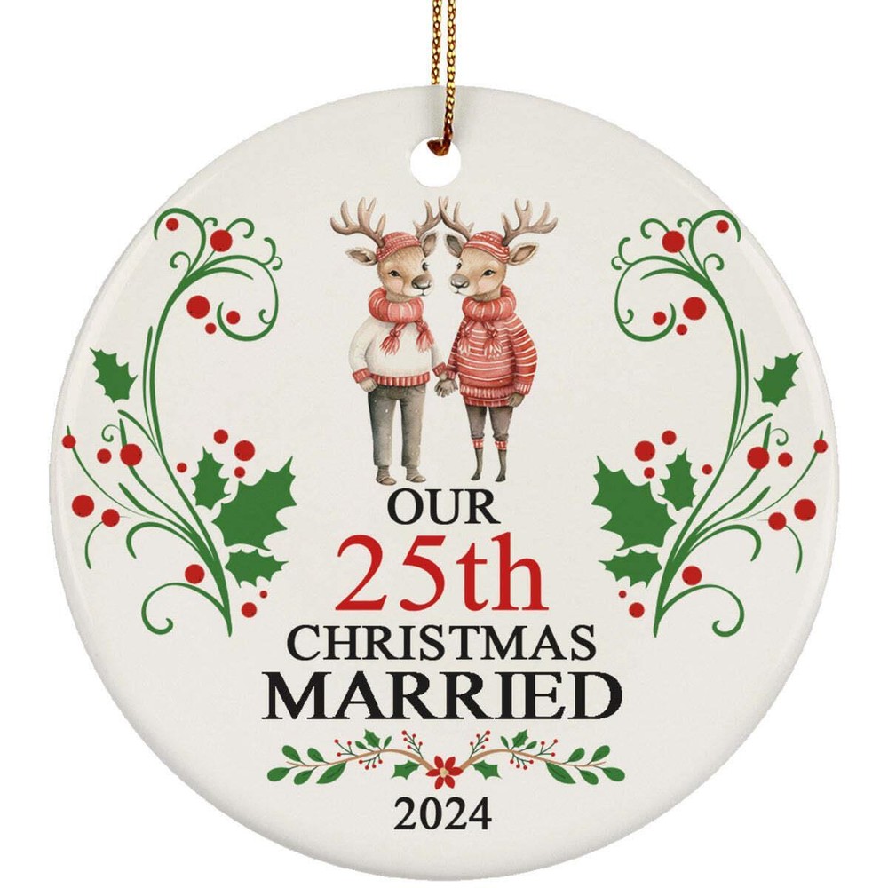 Our 25th Years Christmas Married Ornament Gift 25 Anniversary Funny Deer Couple