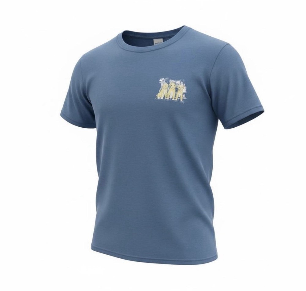 Benny & Belle Blue Dog Graphic Crew Neck Men's Short Sleeve T-Shirt Size S