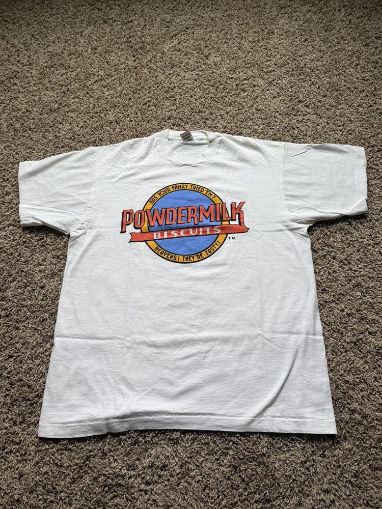 VTG 90s Powdermilk Biscuit PRAIRIE HOME COMPANION PROMO SINGLE STITCH XL USA Tee