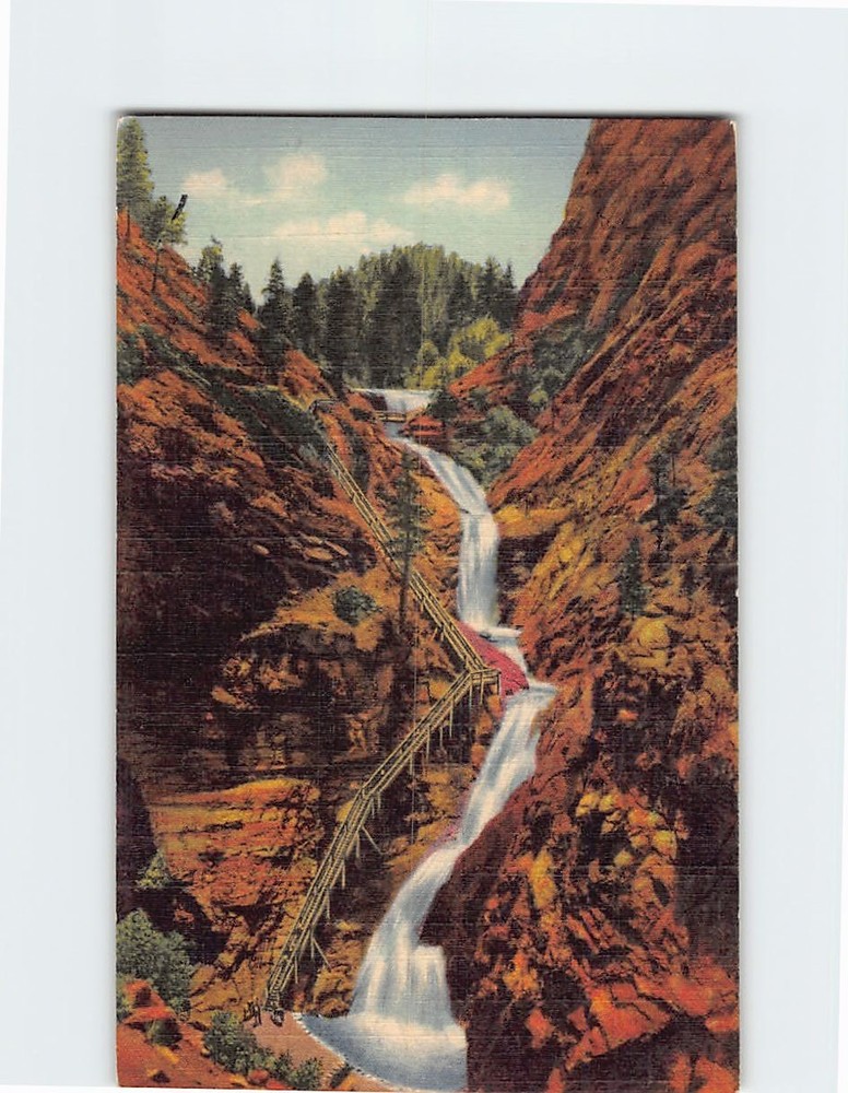 Postcard Seven Falls South Cheyenne Canyon Pikes Peak Region Colorado USA