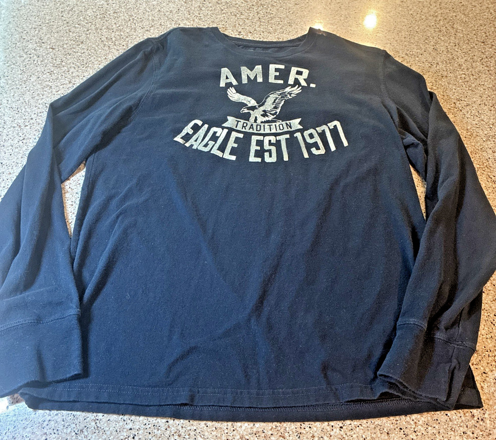 American Eagle Mens Long Sleeve T Shirt Large Blue Casual Tee