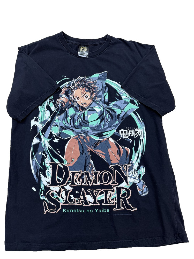 Black Timber Men's Tanjiro Anime Graphic T-Shirt Large Black Cotton