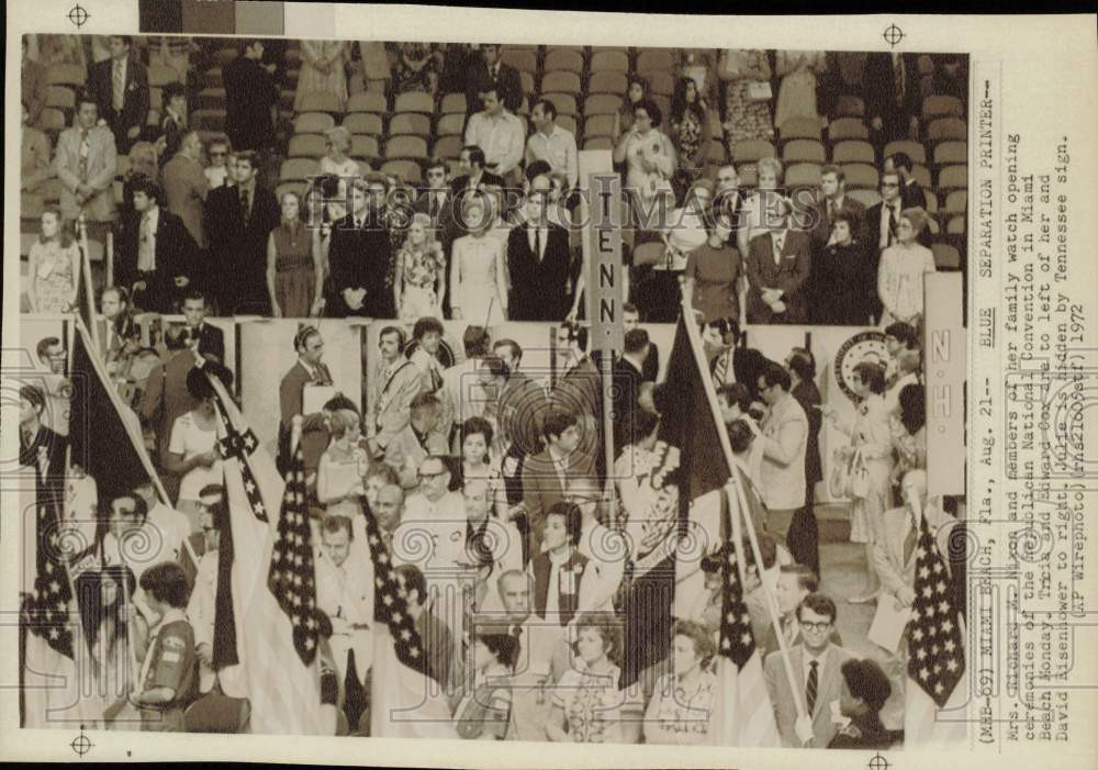 1972 Press Photo Members of the Nixon family at GOP convention in Miami Beach