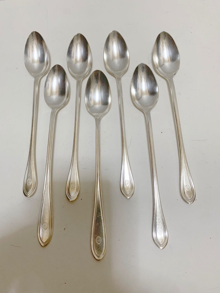 Hotel Cleveland Ohio- Set of 7 Silver Ice Tea Spoons