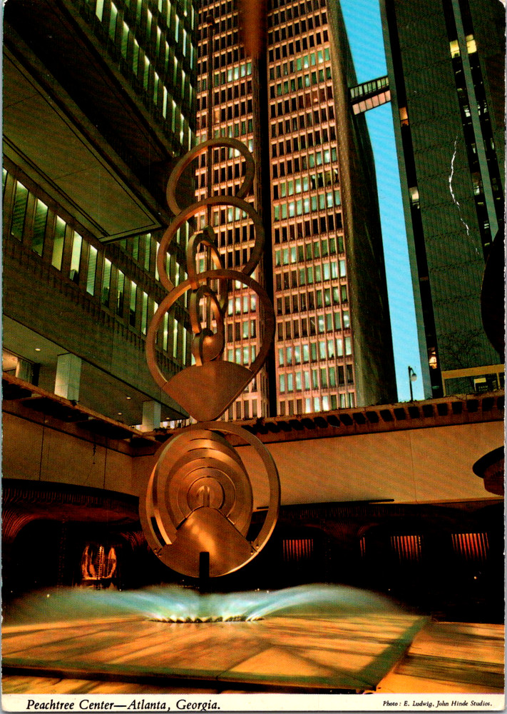 Vintage Postcard Atlanta Georgia Peachtree Center Sculpture Architecture