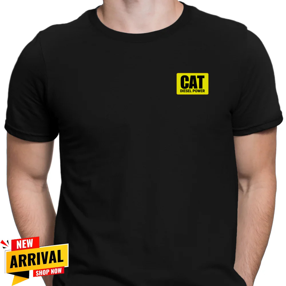 CAT Diesel Power Men Black Cotton Shirt, Automotive Streetwear Classic Fit