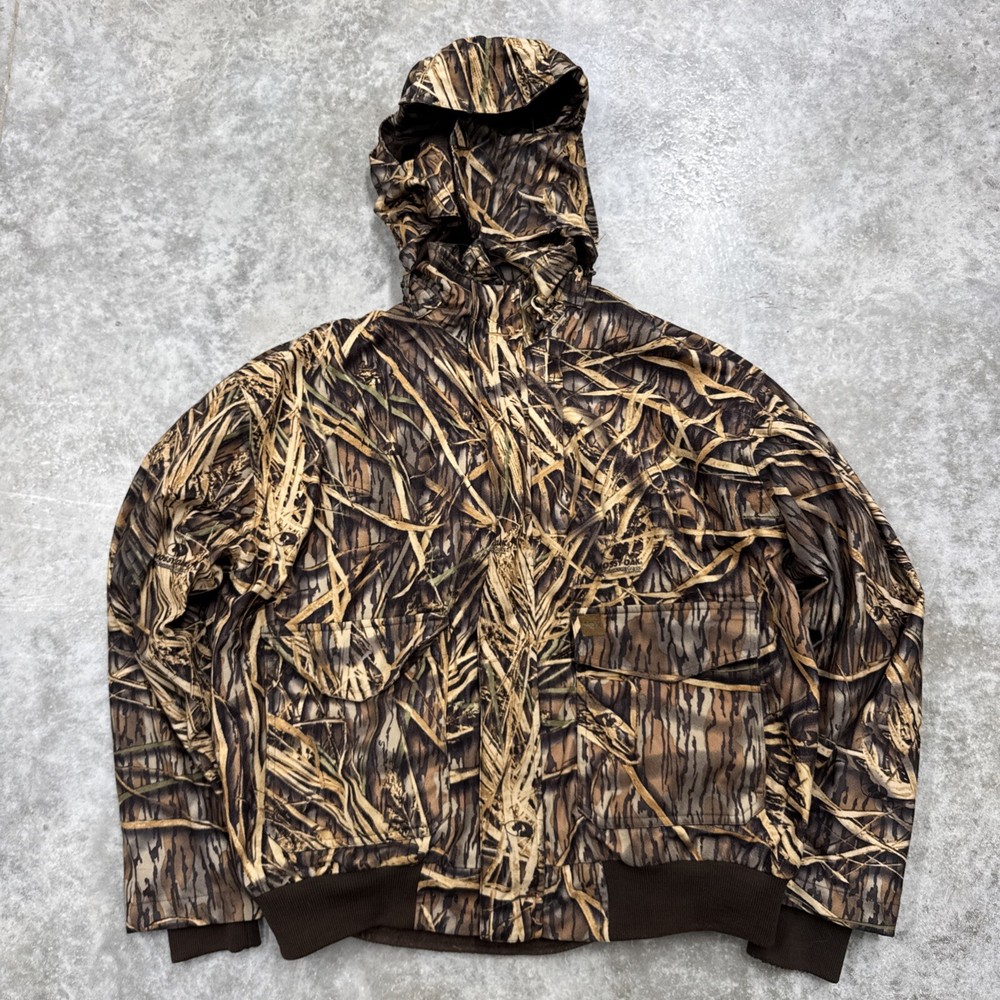 Mossy Oak Jacket Mens XL Shadow grass Hunting Jacket Removable Liner / Hood EUC
