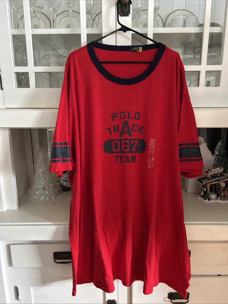 Hello Ralph Lauren, Men’s Red And Black T-Shirt Polo Track Team Size 4 Xlt