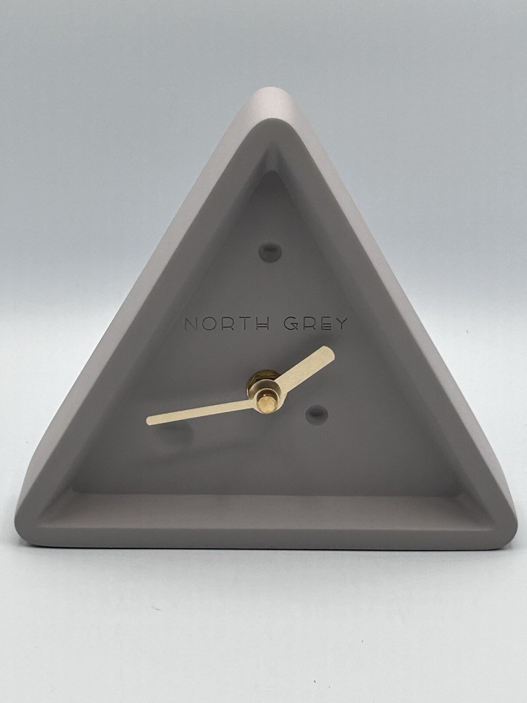 North Grey Equilateral  Cement Triangle Desk Table Clock 6 Inch