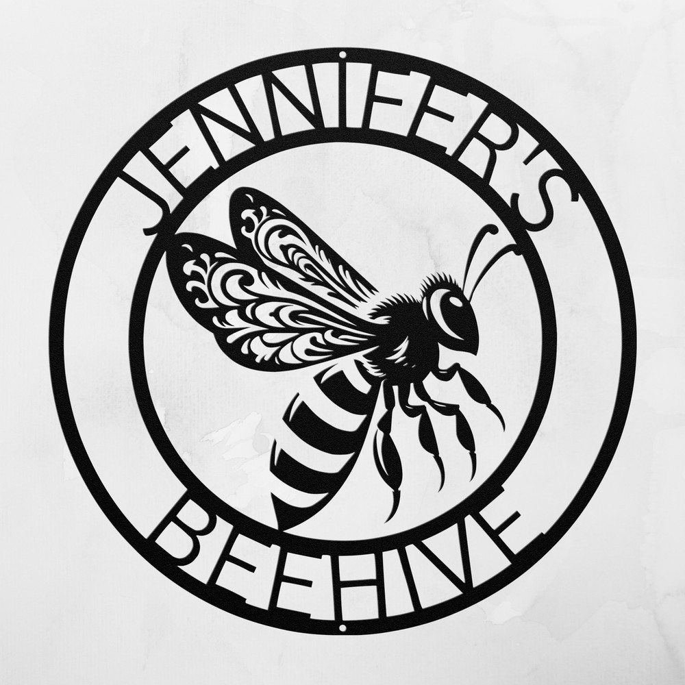 Personalized Flying Bee Metal Sign Custom Garden Decor Unique Gift for Bee Lover