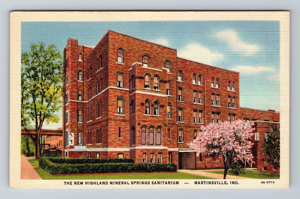 Martinsville IN-Indiana Highland Mineral Spring Sanitarium Old Vintage Postcard