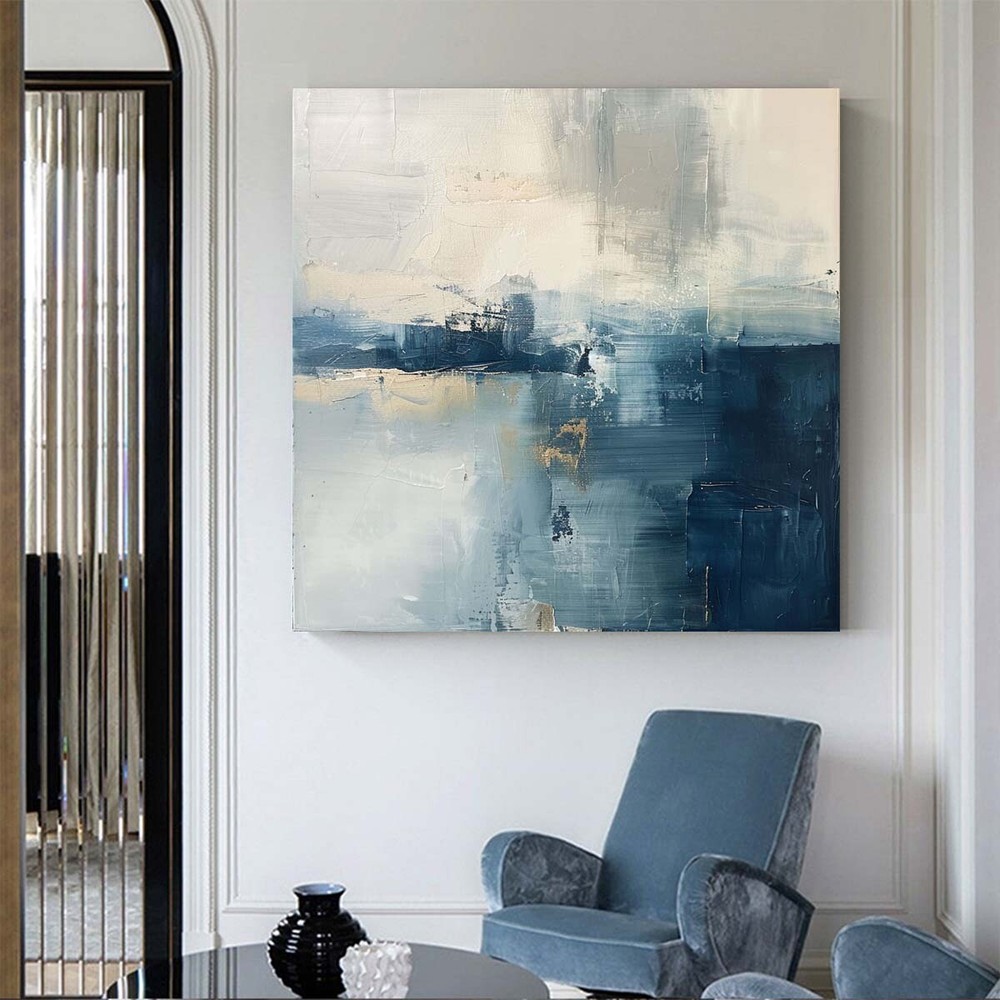 Hand Painted Abstract blue Painting Texture Acrylic Modern Art Oil Painting