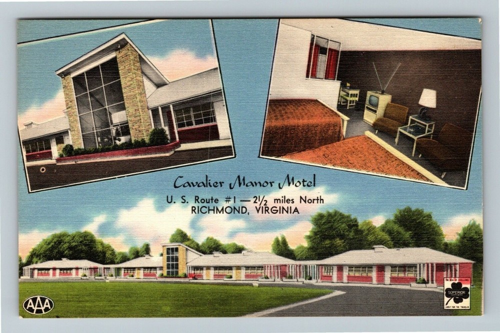 Richmond VA-Virginia, Cavalier Manor Motel, Vintage Postcard