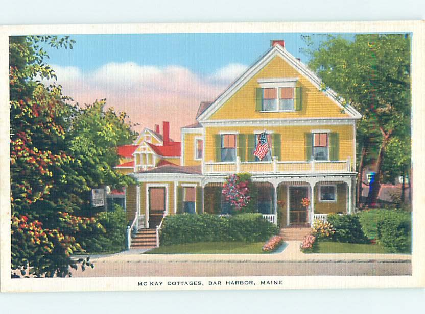 Linen COTTAGE SCENE Bar Harbor Maine ME m/09 AE3051