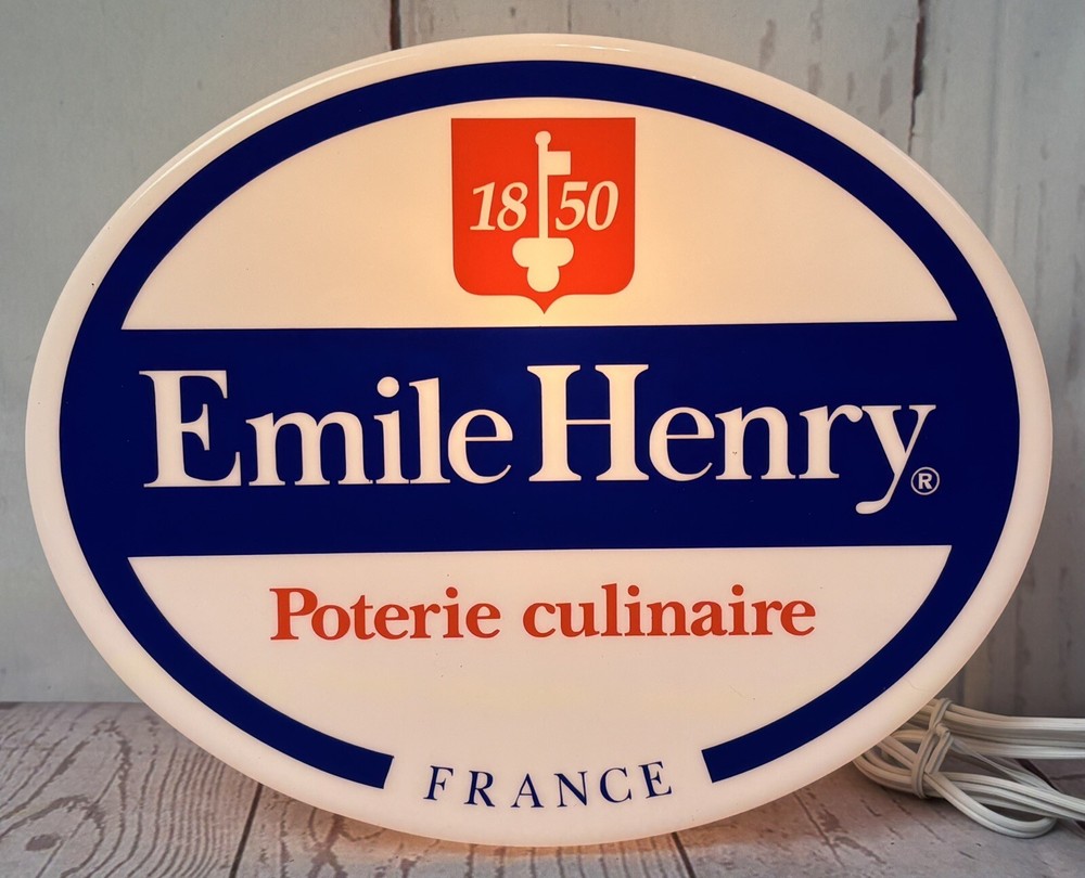 Emile Henry Rare 12x9.5 Lighted Plastic Store Display Sign
