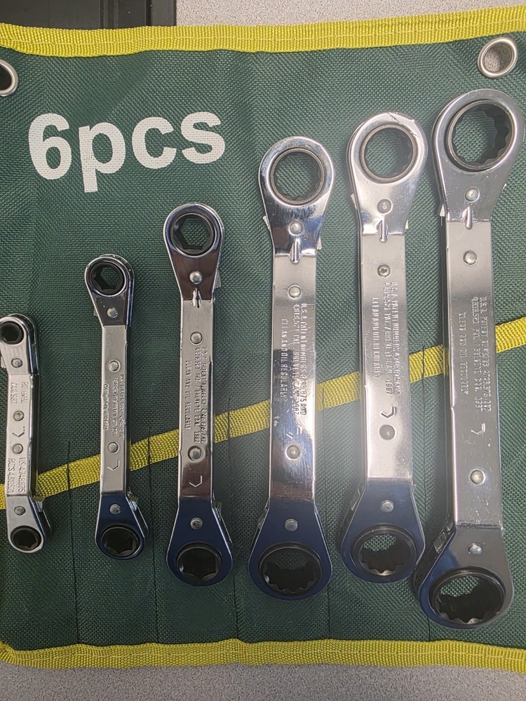 PROTO USA Reversible Ratcheting Box Wrench Set SAE 6pc 1/4–7/8 w/ Roll